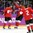 SOCHI, RUSSIA - FEBRUARY 23: Canada's Jonathan Toews #16 celebrates his first period goal against Sweden with Jeff Carter #77 and Duncan Keith #2 during men's gold medal game action at the Sochi 2014 Olympic Winter Games. (Photo by Andre Ringuette/HHOF-IIHF Images)